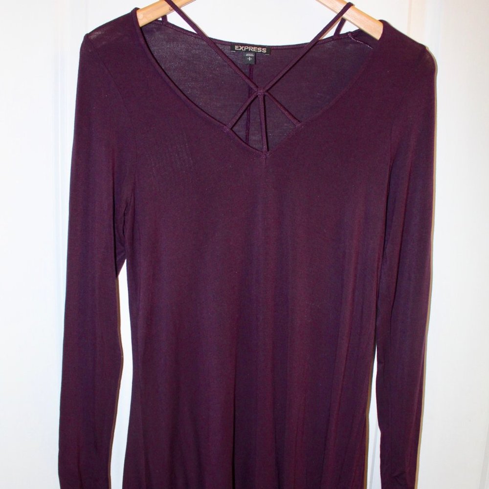 Express Plum Purple Cage Front Swing Dress
